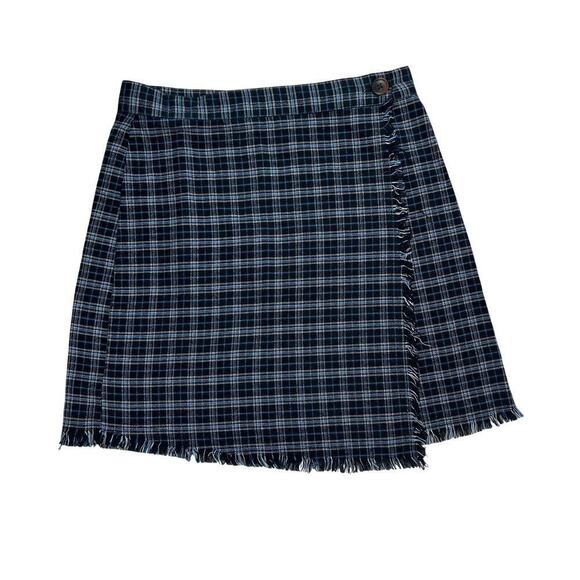 Urban Outfitters Dresses & Skirts - Urban Outfitters Mini Skirt Blue Plaid Fringed Size S